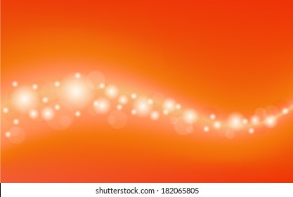 summer orange background with bokeh and light curves  (vector)