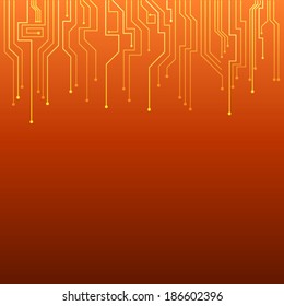summer orange circuit board background (vector)