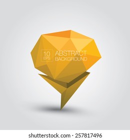 summer orange Conceptual polygonal geometric speech bubble. Abstract vector Illustration, low poly style. Stylized design element. Background design for banner, poster, flyer, cover, brochure.