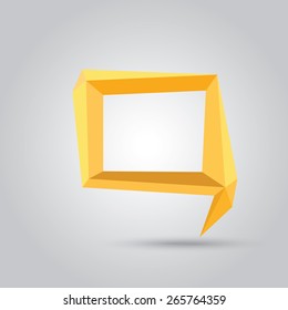 summer orange Conceptual polygonal geometric speech bubble.