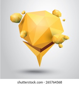 summer orange Conceptual polygonal geometric speech bubble.