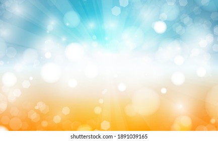 El fondo borroso abstracto del cielo naranja de verano con efecto de luz borrosa para el diseño de afiches navideños mágicos vectores de boda.