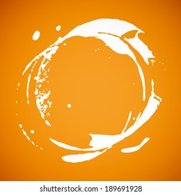 summer orange with white ink stains and Grunges pattern background (vector)