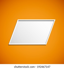 summer orange and white parallelogram icon with shadow background (vector)