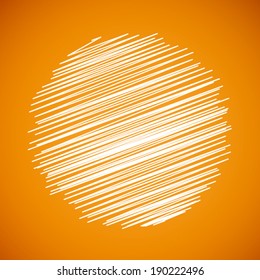 summer orange with white scribble line pattern background(vector)