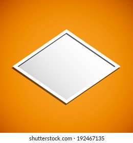 summer orange and white square icon with shadow background (vector)