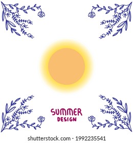 summer ornament nature frame design