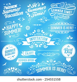 Summer ornaments and ribbons. No transparency. File format is EPS8.