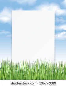 Summer outdoor background with sheet of paper Nature spring landscape