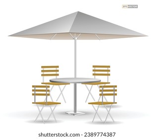 Summer outdoor cafe terrace with table or restaurant chair and table isolated. Eps Vector