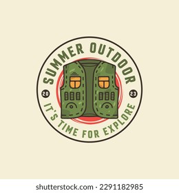 Summer Outdoor camp forest hiking exploring scout outdoor labels hipster stickers recent vintage vector
