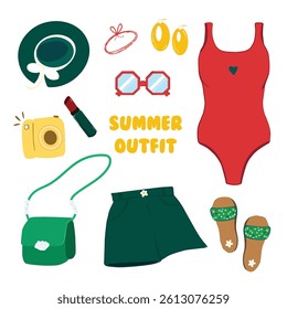 summer outfit collection vector sticker