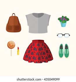 Summer outfit. Vector illustration. 
