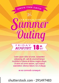 Summer Outing Event and Save the Date Poster Template - Vector