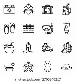 Summer Outline Icon Set Collection