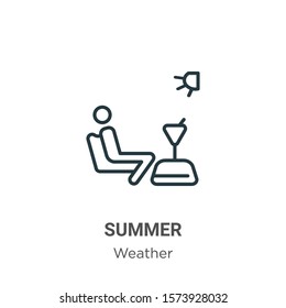 Summer outline vector icon. Thin line black summer icon, flat vector simple element illustration from editable weather concept isolated on white background