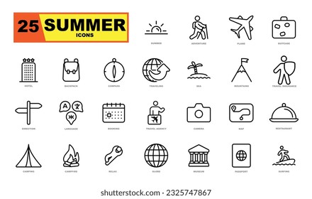 Summer outline vector icons. Perfext for website.