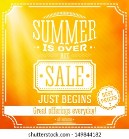 Summer is over but sale just begin banner. For this fall sales offerings. Based on a triangle and hexagon pattern. Vector