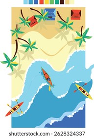 Verão sobre vista gráfico, impressão de peito, ilustração de praia
