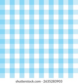 Summer packaging and fabric design. Cute trendy seamless picnic style pattern. Graphic texture of Scottish tartan in blue check for fabric, wrapping paper, packaging, banner.
