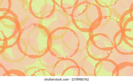 Summer painted circles geometry fabric print. Round shape stain overlapping elements vector seamless pattern. Grunge texture circles geometry fabric ornament.