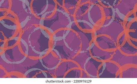 Summer painted circles geometry fabric print. Round shape blob overlapping elements vector seamless pattern. Grunge texture circles geometry fabric ornament.