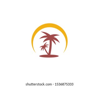 Summer palm beach logo vector design 