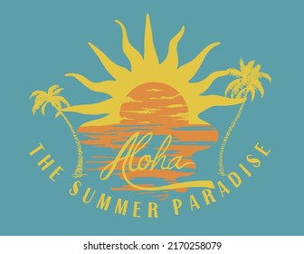 Summer Palm Beach Sunset Typography Vector Stock Vector (Royalty Free ...