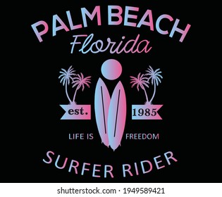 Summer palm beach surfing club vector design for t-shirt and you can also use another think .