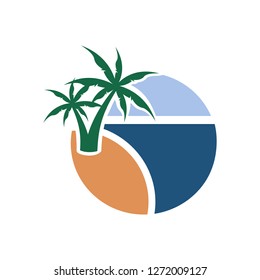 Summer Palm Beach View Vector Illustration Graphic Design