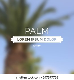 Summer palm blurred unfocused retro background. Vector illustration