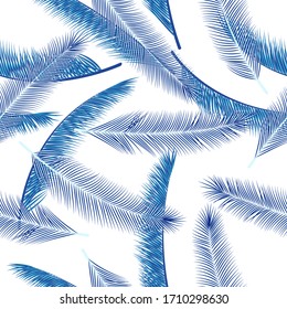 Summer palm leaves vector seamless pattern. Boho background. Tropical jungle palm leaves fashion print seamless ornament.