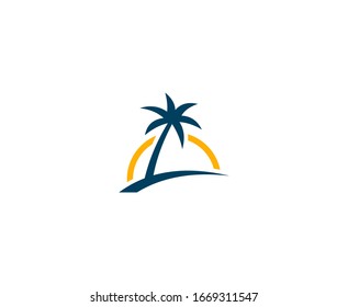 Logo de la palma de verano vectores de sol de la playa 