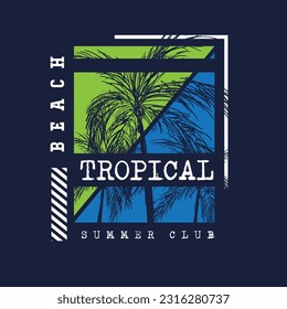 Summer Palm tree beach typography t shirt design