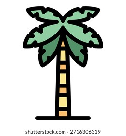 Icono de palmera de verano. Esquema de la palmera de verano Vector icono de color plano aislado