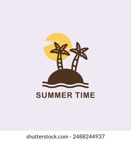 Summer palm tree logo concept