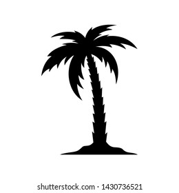 Summer Palm Tree Silhouette Icon Logo Vector Illustration