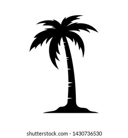 Summer Palm Tree Silhouette Icon Logo Vector Illustration
