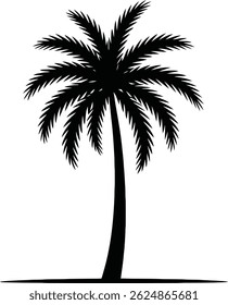 Summer Palm Tree Silhouette Icon Vector. tree vector, sea lover, silhouette vector 