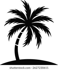 Summer Palm Tree Silhouette Icon Vector. palm, tree, summer, tree silhouette vectors