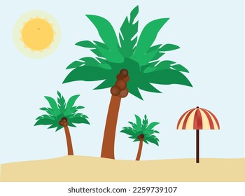 summer palm tree and sun background 