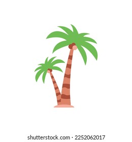 Summer palm trees icon. Flat vector illustration.