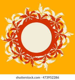 Summer palm trees tropical frame. Nature abstract emblem. Vector illustration
