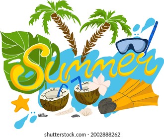 Summer, palm trees, vacation element design