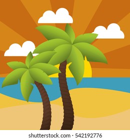 summer palms tree icon vector illustration graphic design