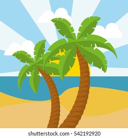 summer palms tree icon vector illustration graphic design
