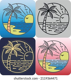 Summer palms vector. Travel. Tourism. Recreation.
