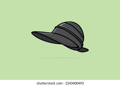 Summer Panama Hat or Cap vector illustration. Holiday object icon concept. Summer beach cap symbol vector design with shadow on green background.