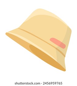 Sombrero de Panamá de verano en diseño plano. Modelo casual de la cabeza del hombre o del niño. Ilustración vectorial aislada.