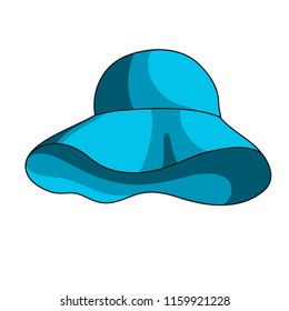 Summer panama hat icon. Beach equipment. Cartoon vector illustration with stroke isolated on white
